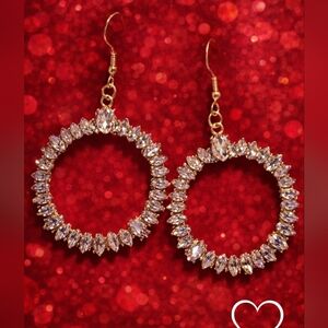 Elegant Gold and Silver Crystal Bling Hoop Earrings